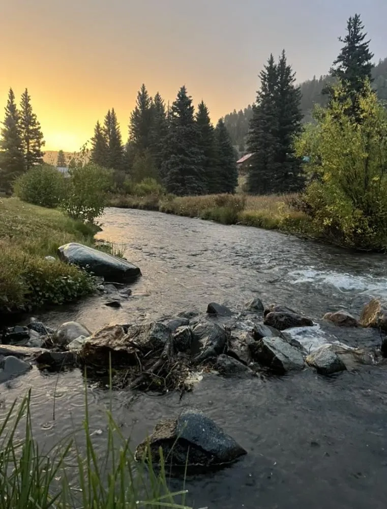 View of the sunset from the river.