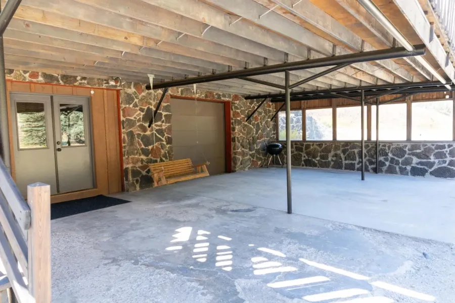 Covered parking under the deck.
