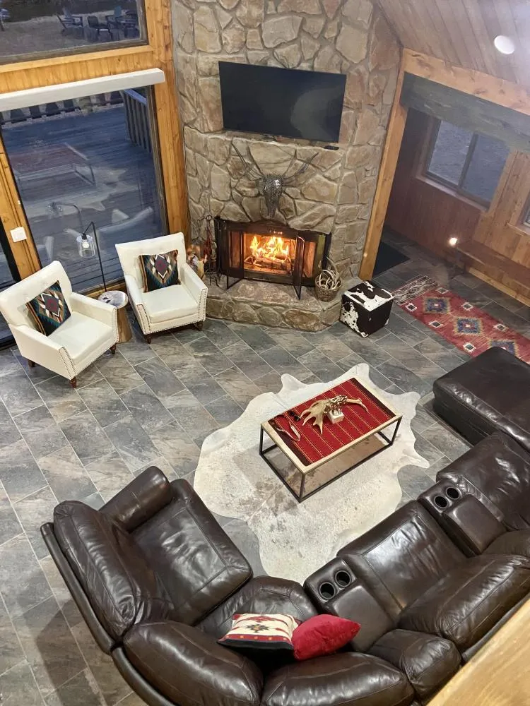 Enjoy a fire in this spacious den 