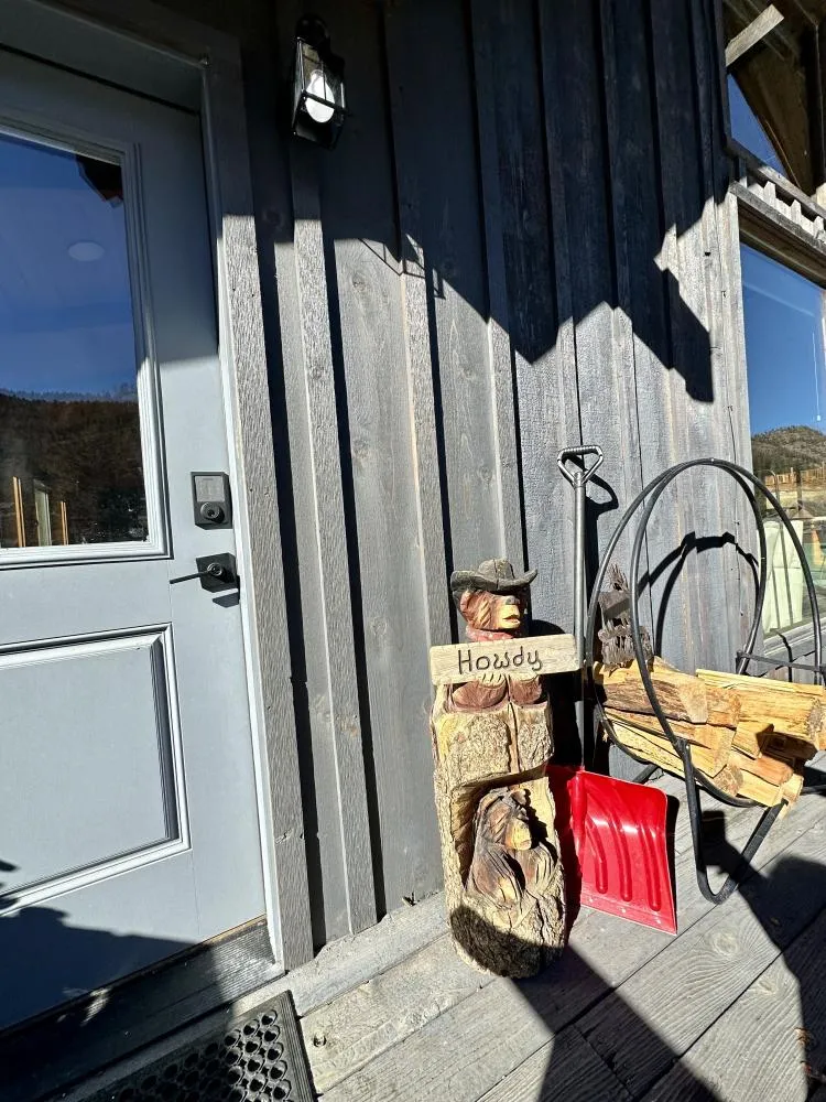 Welcome to our cabin- entry door where key & lockbox are located 